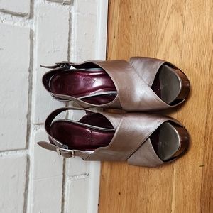 Jessica Simpson metallic leather platforms